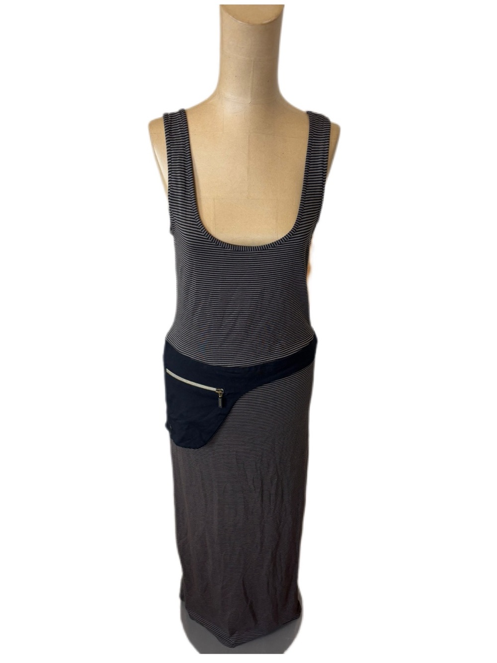 NWT! Philosophy Gray & Black Striped Maxi Tank Dress Size M